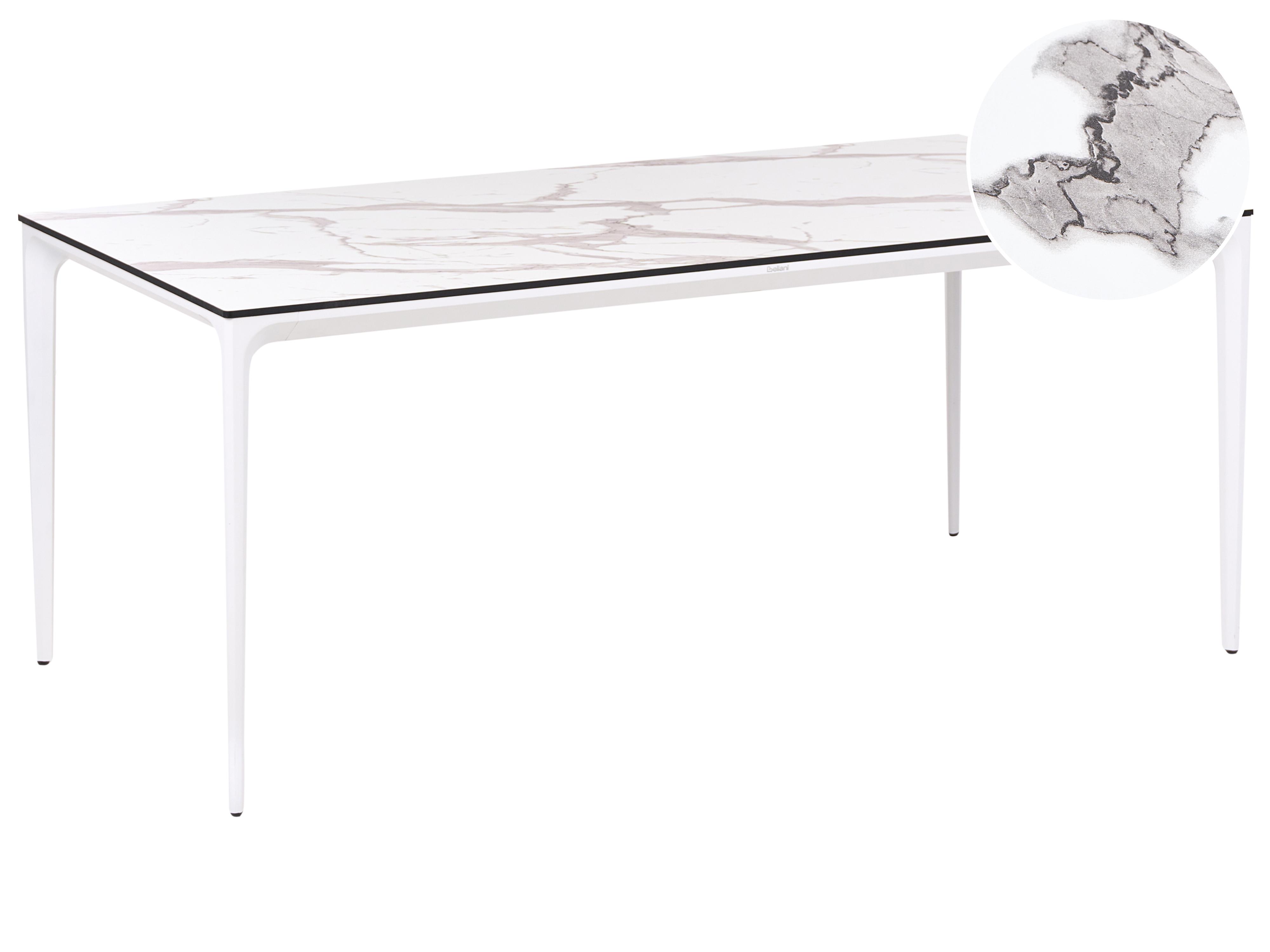 Tuin eettafel SOVARETO 180 cm 90 cm Marmereffect Wit marmer