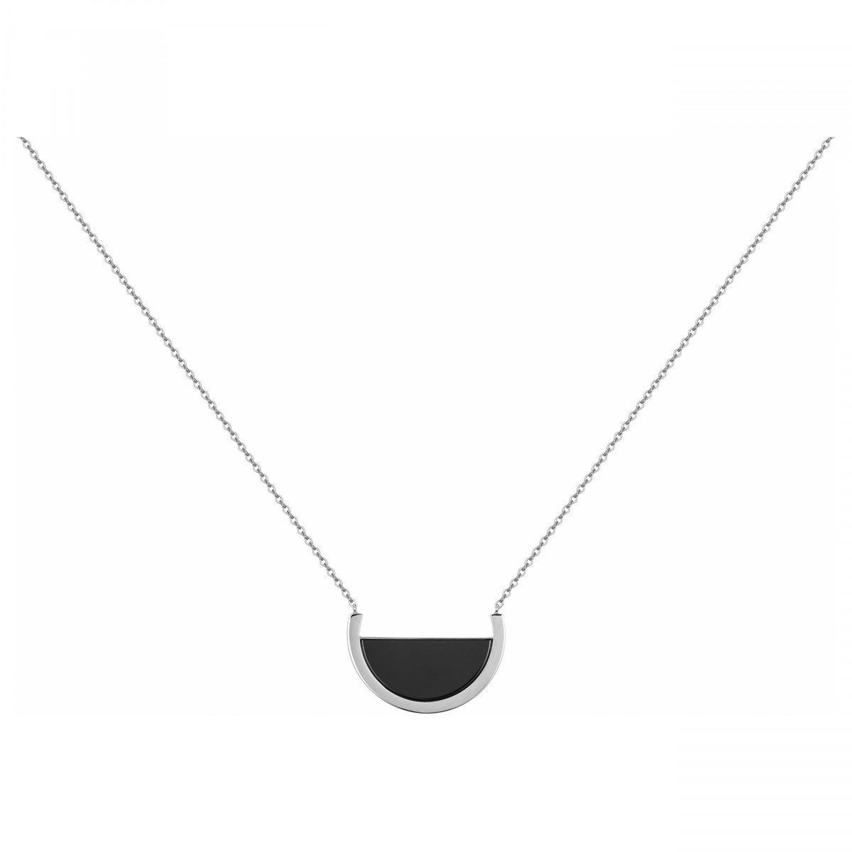Collier mono-motif en Acier 316L et céramique - blanc brillant