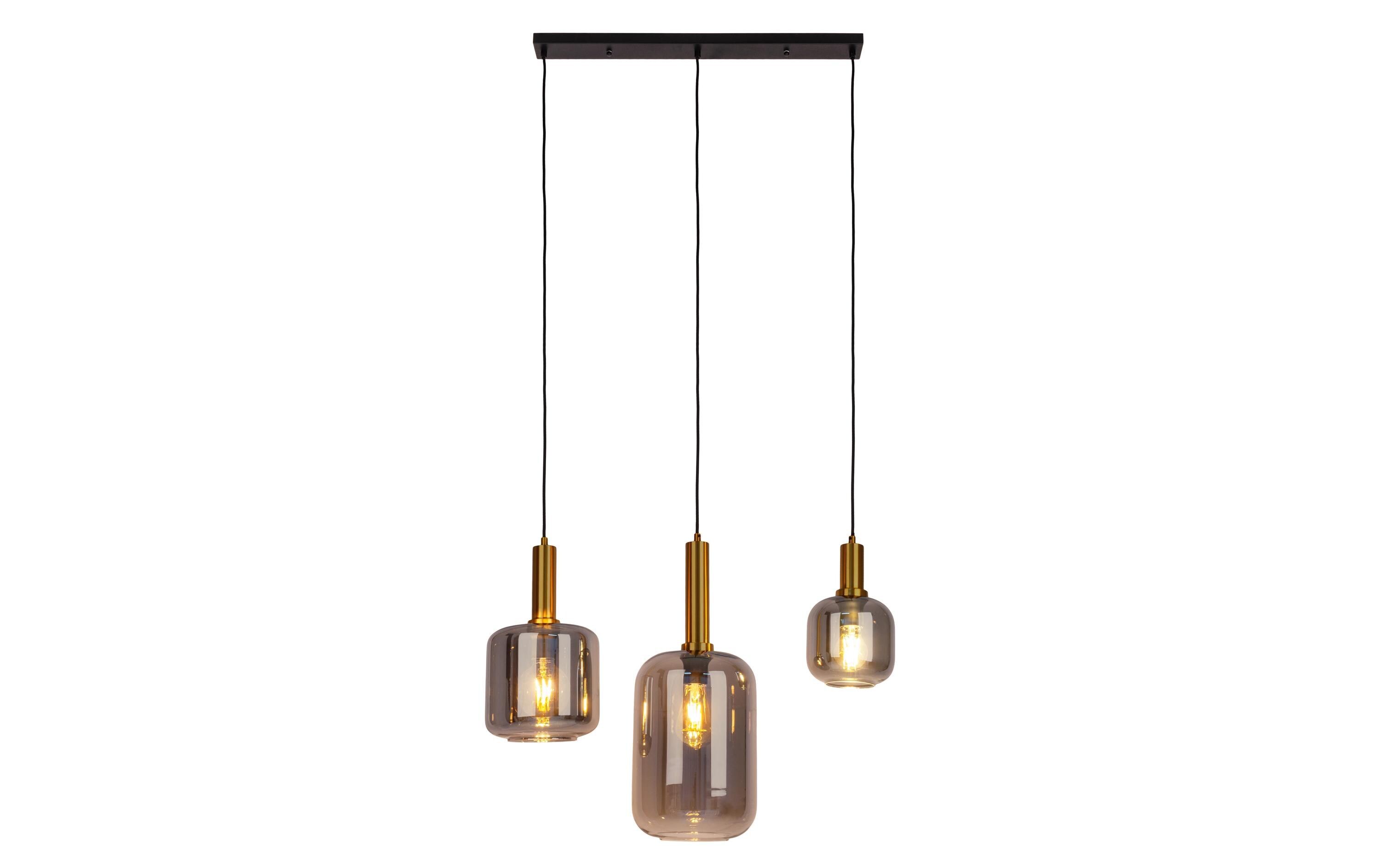 Pendelleuchte 3er «FUMO»<br>Drei Hängeleuchten aus Metall und Glas