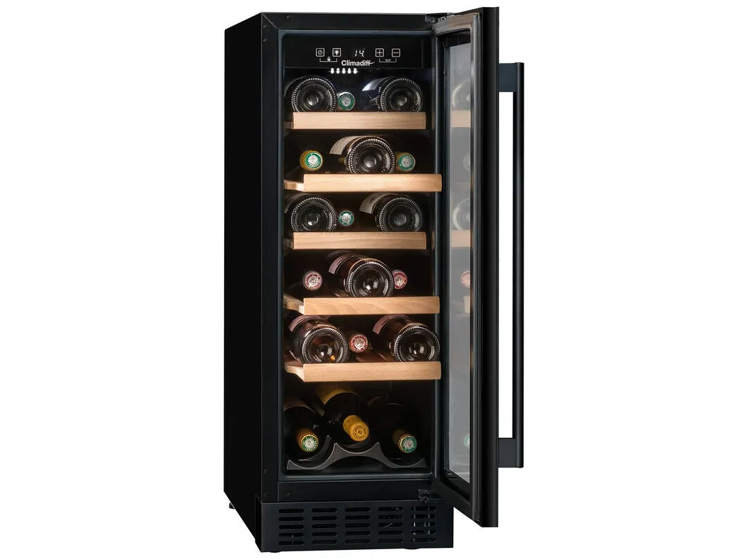 Climadiff CBU20S2B, Vin køleboks, Fritstående, 20 flaske(r), 58 W, F, Sort