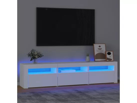 Meuble TV avec lumières LED Blanc 180x35x40 cm