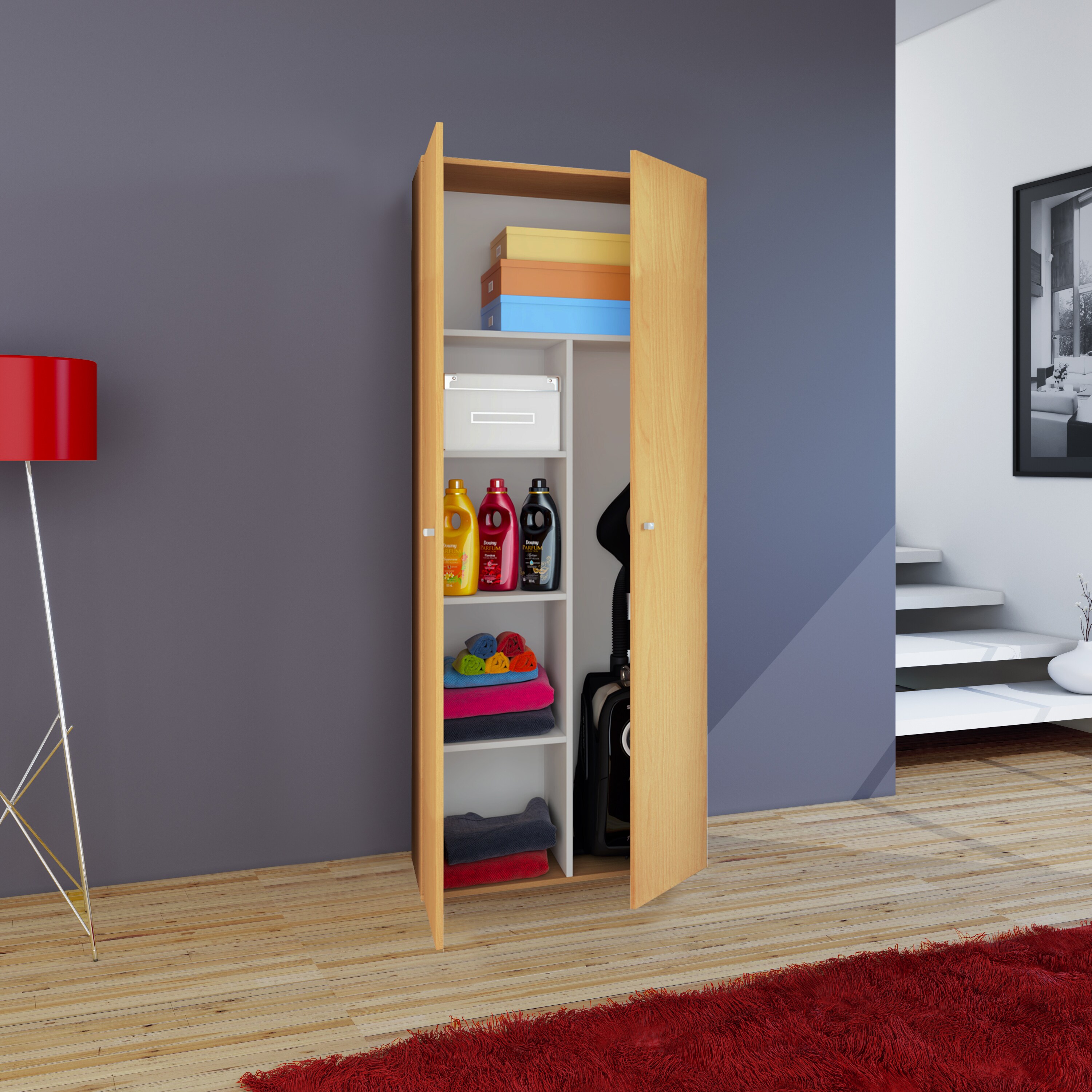 VCM Besenschrank Staubsauger Putzschrank Mehrzweckschrank Haushaltsschrank Vandol
