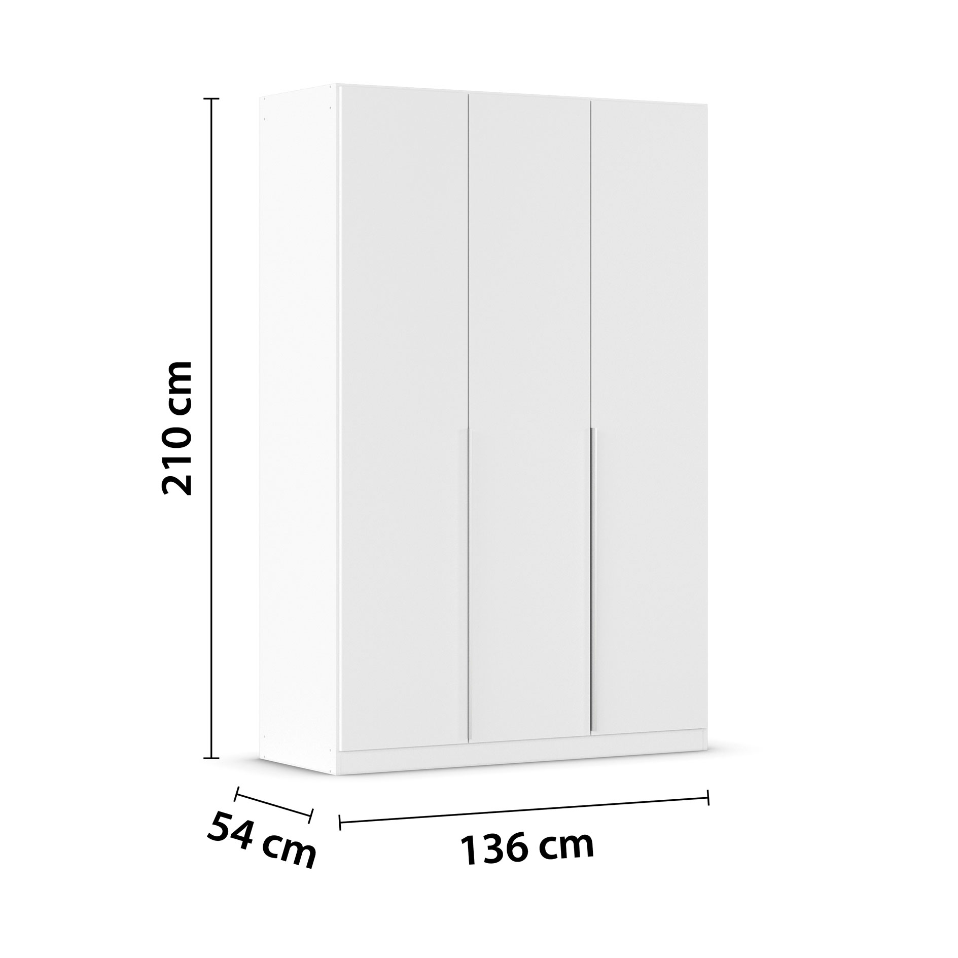 Drehtürenschrank - alpinweiß - 3-türig - 136x210 cm