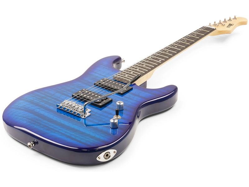 MAX E-Gitarre GigKit Quilted Style Blau E-Gitarre mit Zubehör