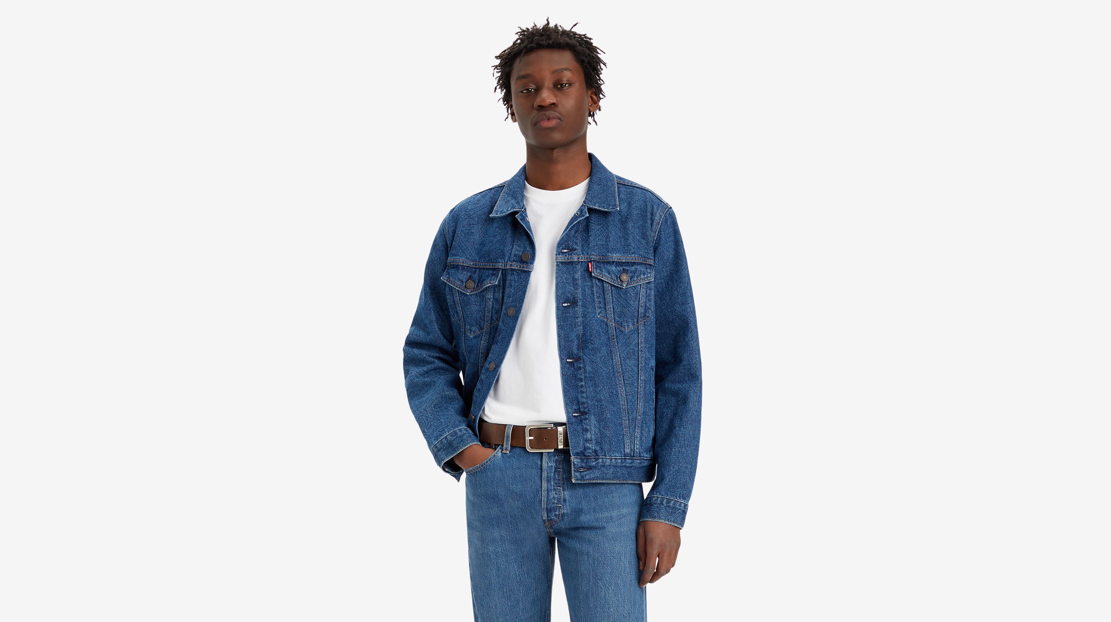 Veste Trucker - Watermarks Embossed - Bleu