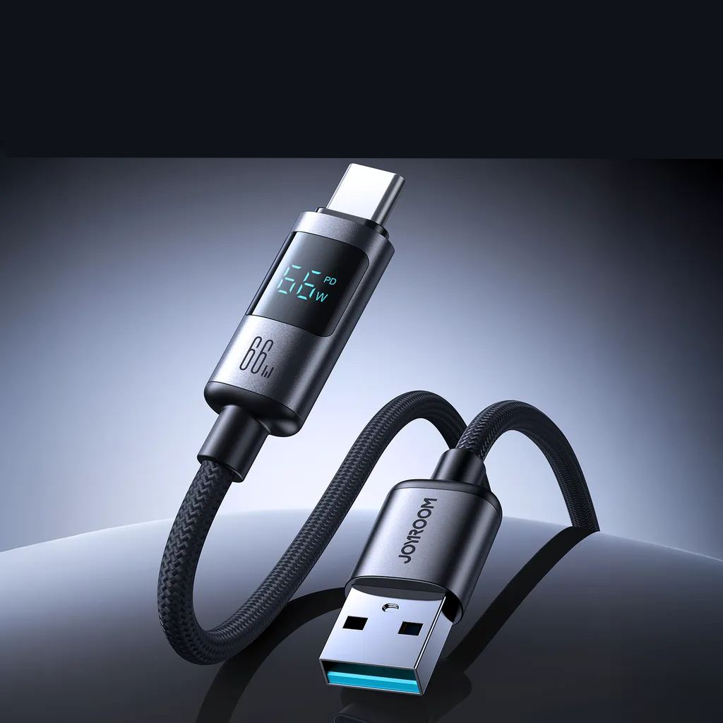 (1.2m) 100W USB C auf USB C Nylon Ladekabel Fast Charging PD Datenkabel mit Spannungs Anzeige - Schwarz