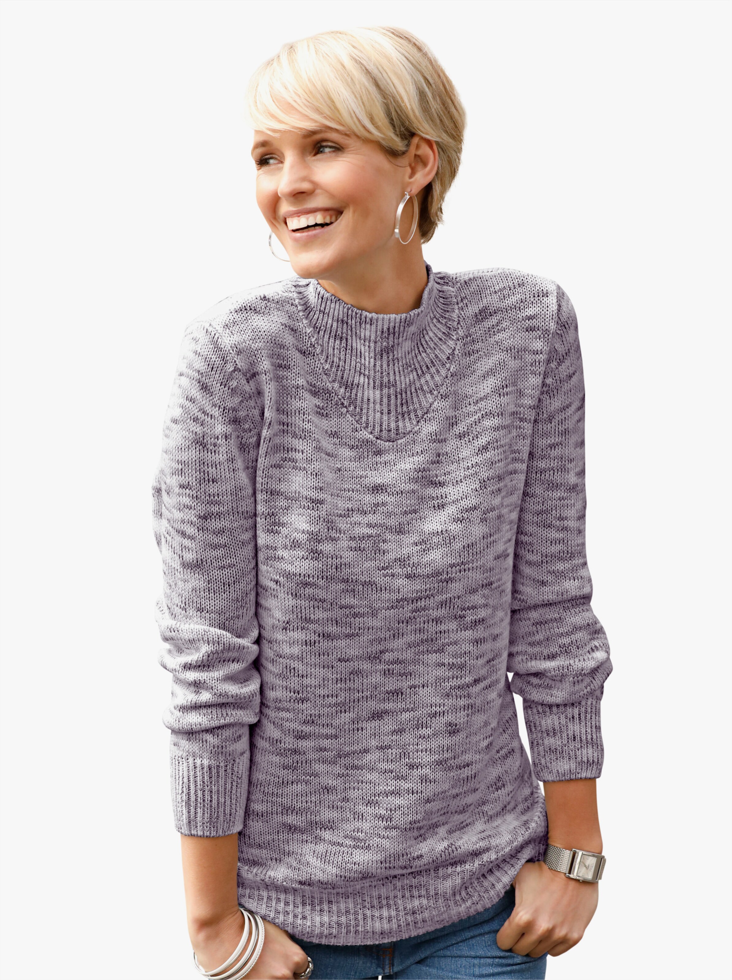 Strickpullover mit Stehkragen