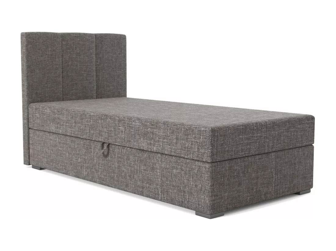 LIT BOXSPRING avec coffre de rangement Monaco Mini Basic côté gauche, 100x200 cm, Lux 06 (Gris foncé)