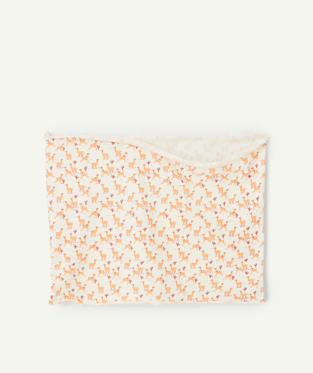 snood bébé garçon en coton bio écru imprimé cheveaux