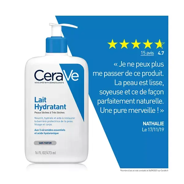 CeraVe Soins Lait Hydratant Visage Corps 473ml