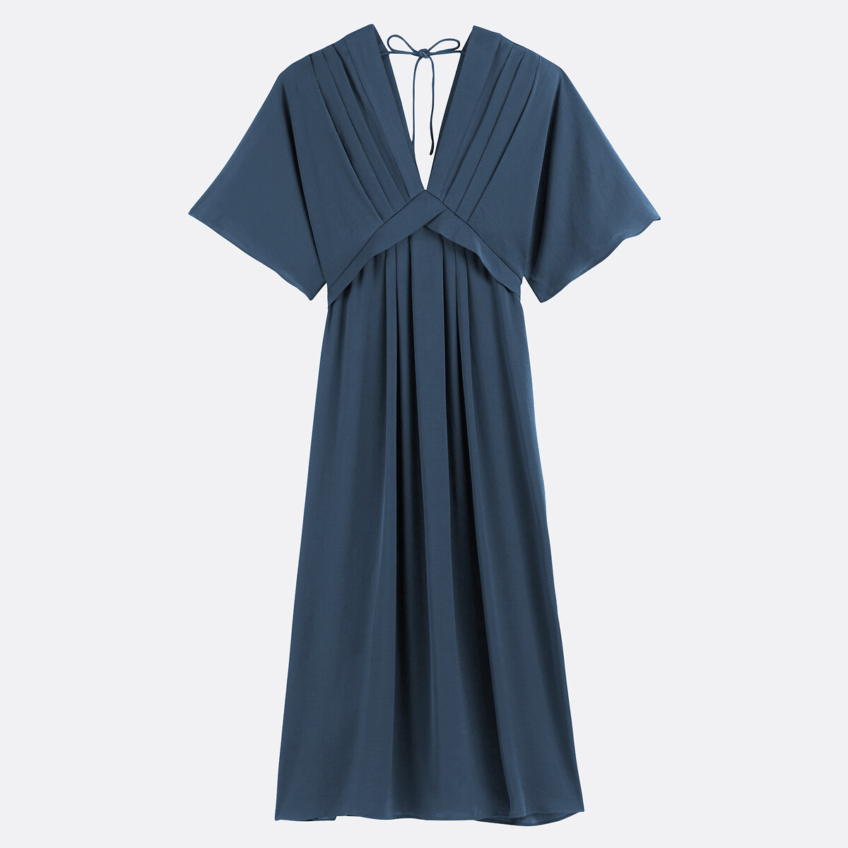 COLEÇÃO LA REDOUTE<br>Vestido longo com estampa de bandeira, decote em V e mangas até o cotovelo
