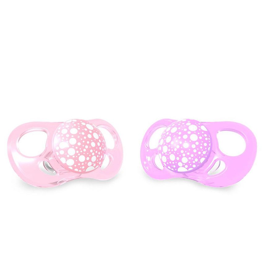 Set de sucettes en silicone 6+ mois - Violet/Rose Pastel - Ecru
