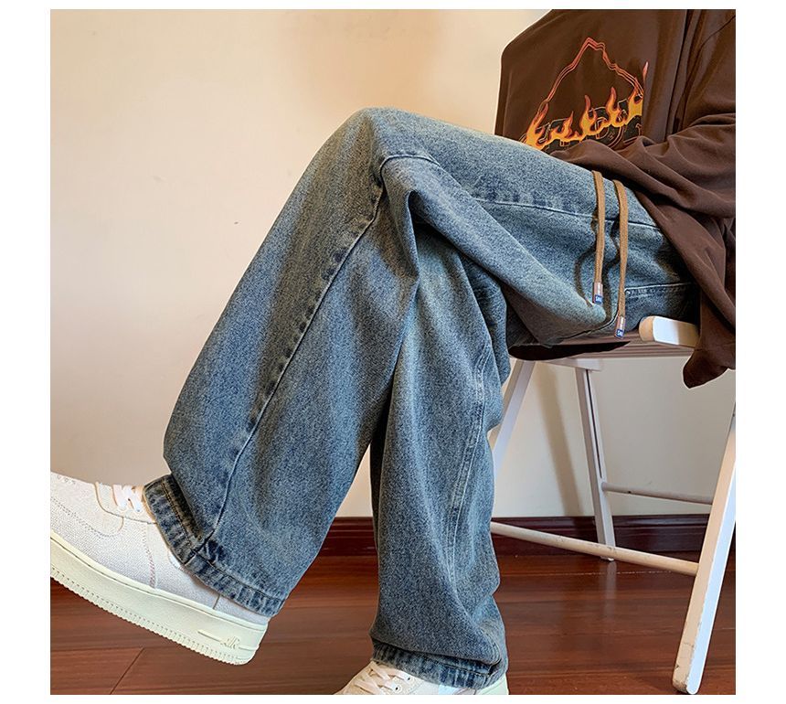 POSI - Mid Rise Washed Wide Leg Jeans