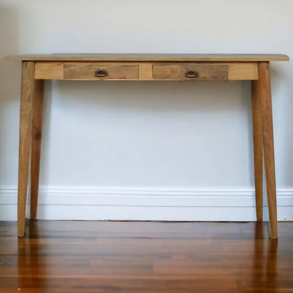 Eiken-achtige Bureau met 2 Laden, Nordic Stijl