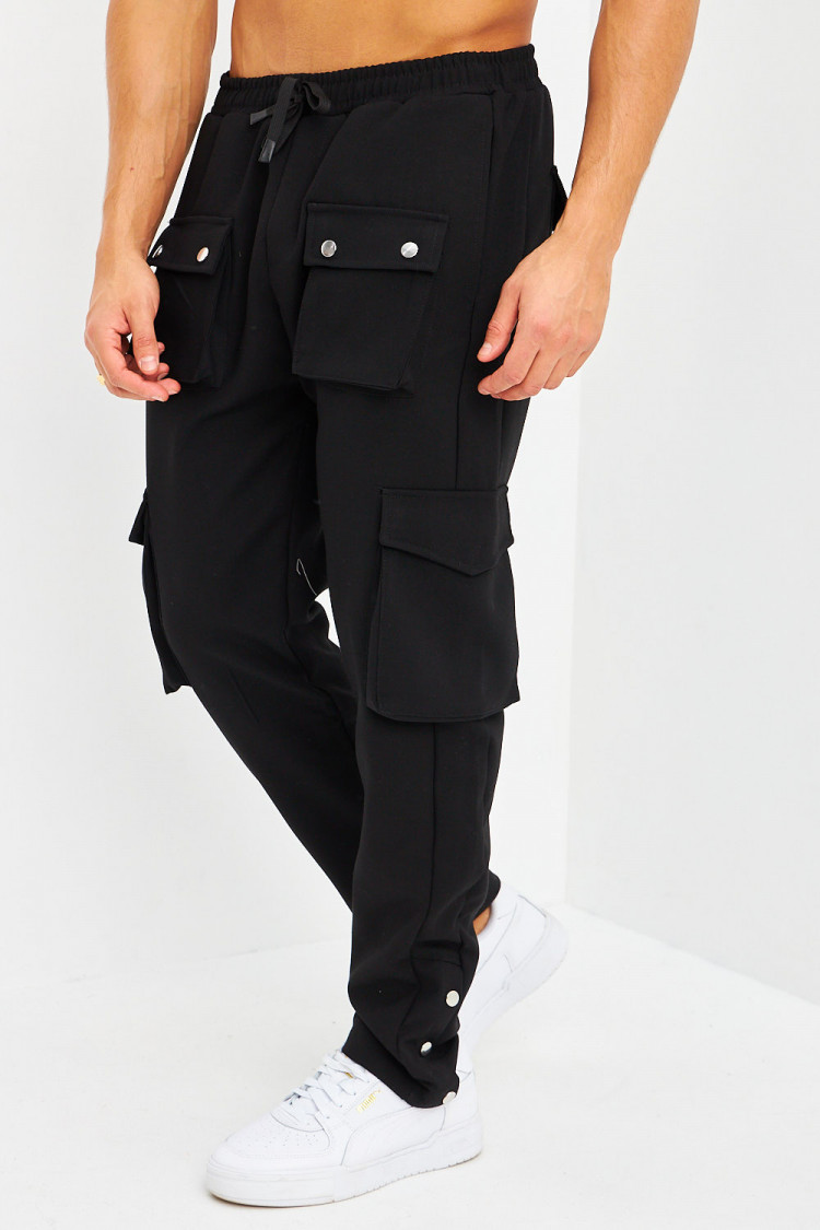 Pantalon de jogging noir poches cargo