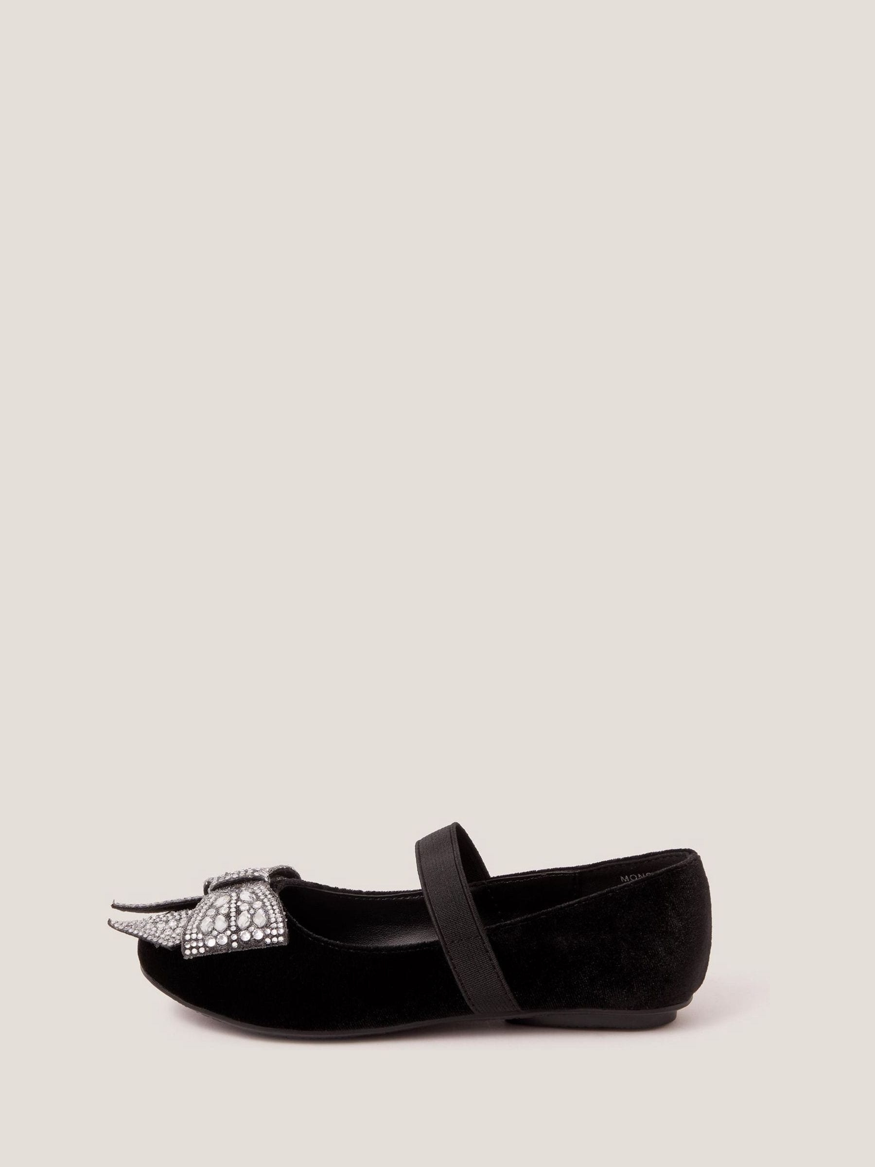 Monsoon Jewel Bow Velvet Ballet Flats