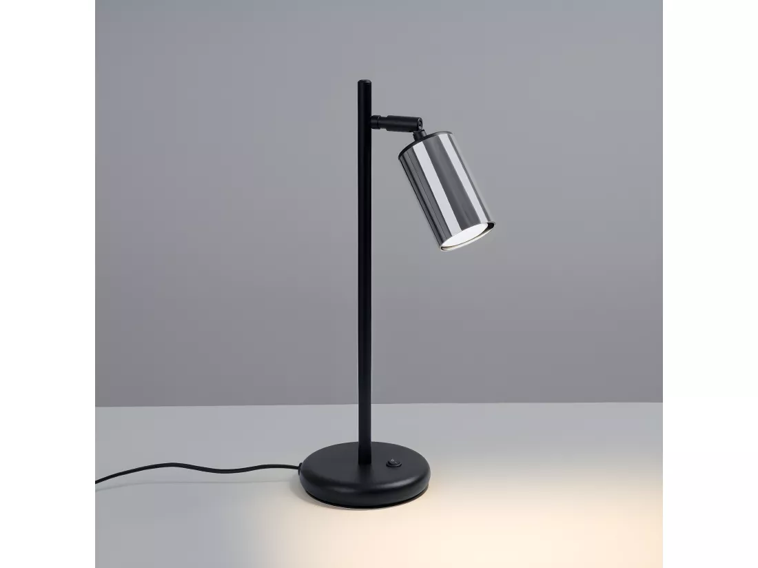 Lampes de bureau Winx moderne en acier - 1 sources lumineuses - L.13 x H.44 cm - noir/chromé