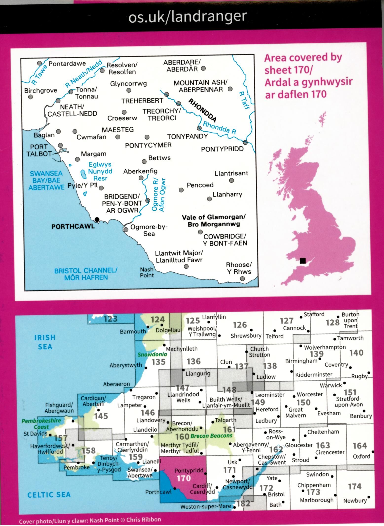 ORDNANCE SURVEY - 170 GB VALE OF GLAMORGAN 1 50 000