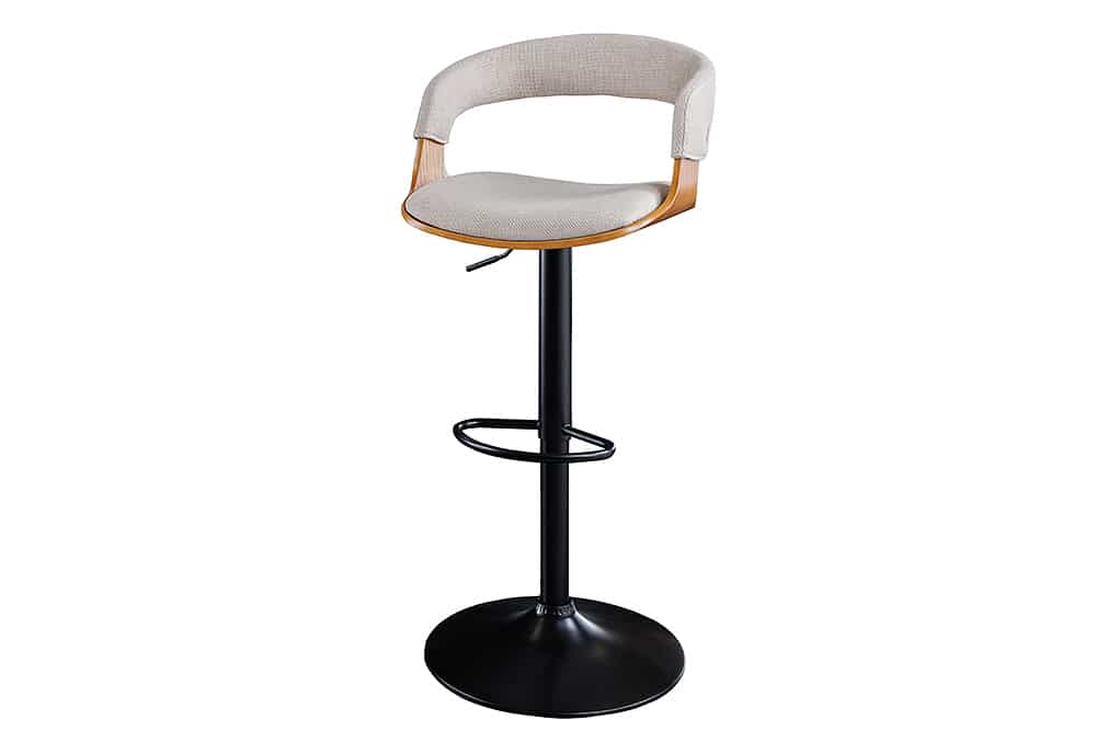 riess-ambiente Barhocker MANHATTAN - Retro beige Strukturstoff Massivholz mit Lehne drehbar höhenverstellbar