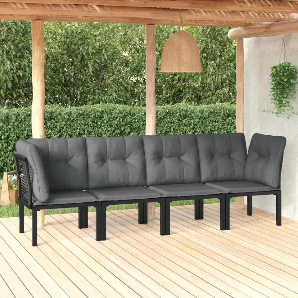 vidaXL - Loungeset - Zwart - Poly rattan