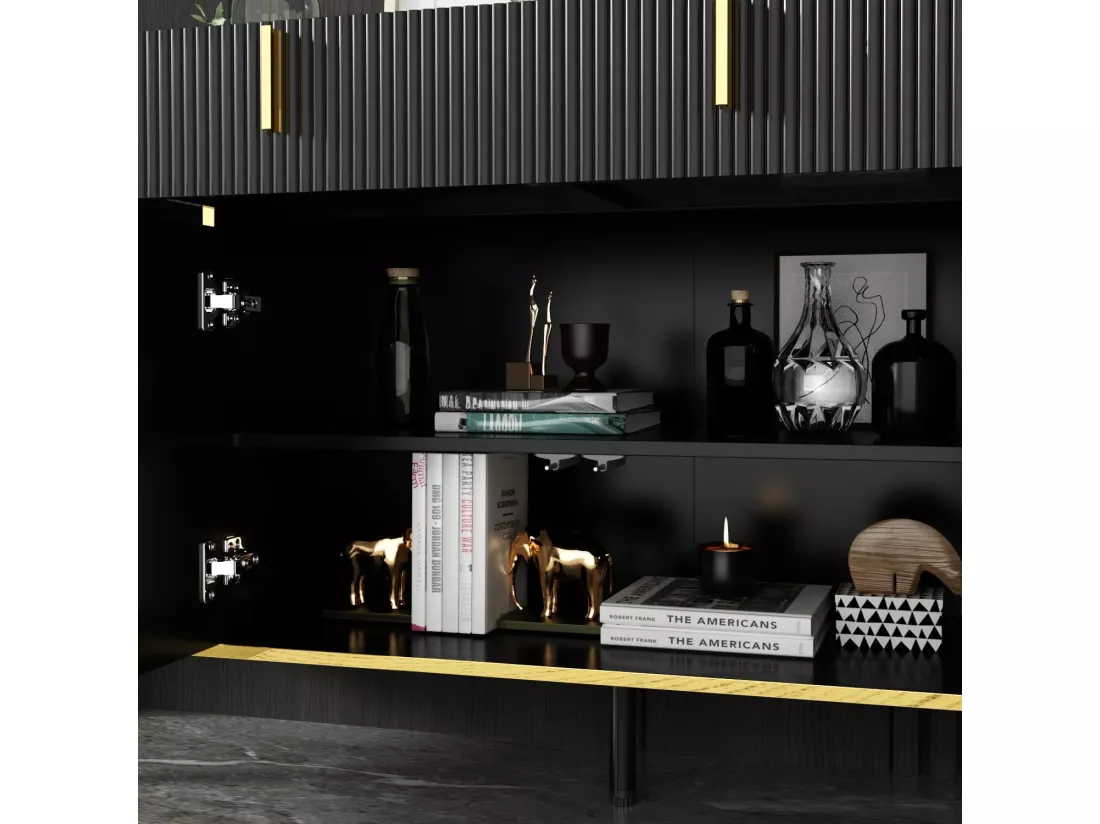 Buffet avec 4 portes et 1 tiroir Salon Chambre Bureau 160x40x80cm Noir