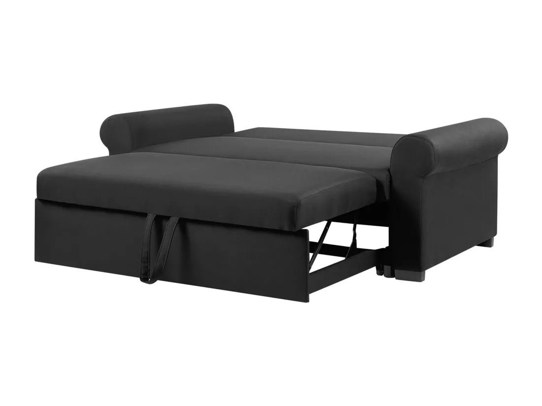 Canapé 2 places convertible en tissu noir SILDA