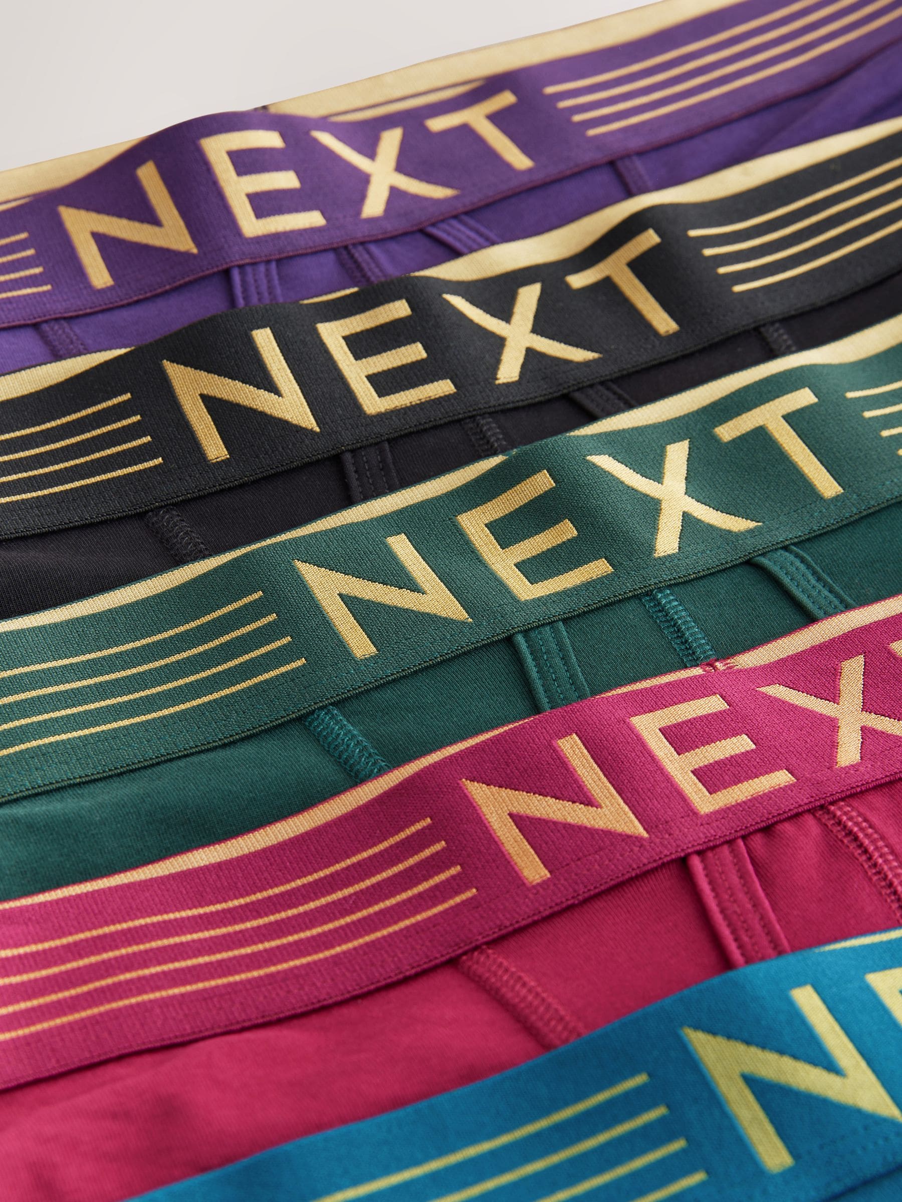 Roze/blauw/groen goudkleurige tailleband - Verpakking van 5 - Boxershorts met A-voorkant