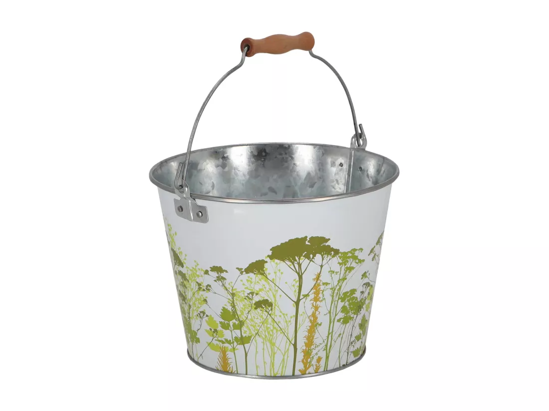 Seau en métal avec décor Herbe 5 litres