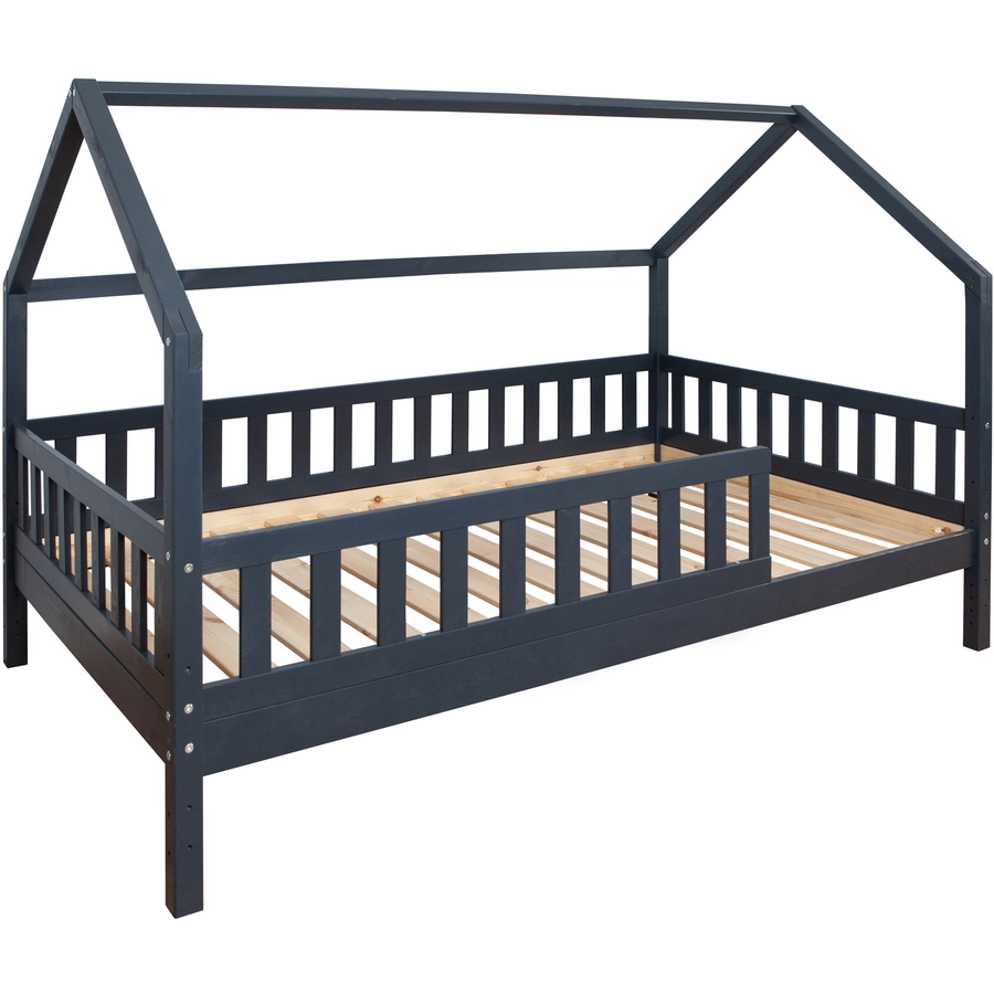 TICAA Kinderbett Hausbett Kay 120x200 Kiefer grau Grau