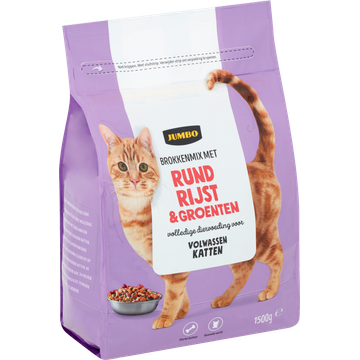 Jumbo Brokkenmix met Rund Rijst & Groenten Katten Volwassen 1,5kg