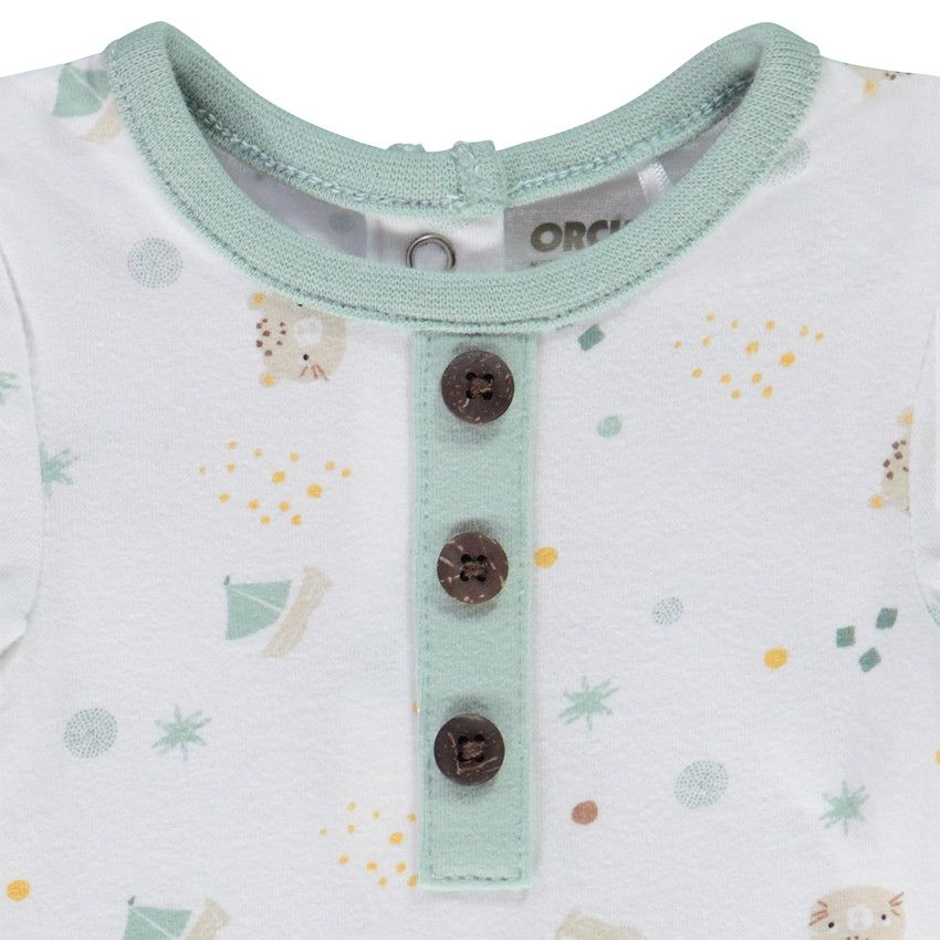 Ensemble 3 pièces bonnet ludique + body imprimé + caleçon pour bébé garçon - Vert