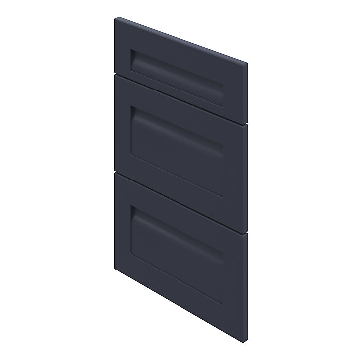Façade de cuisine 1 tiroir et 2 casseroliers Garcinia bleu mat l. 50 cm x H. 72 cm GoodHome