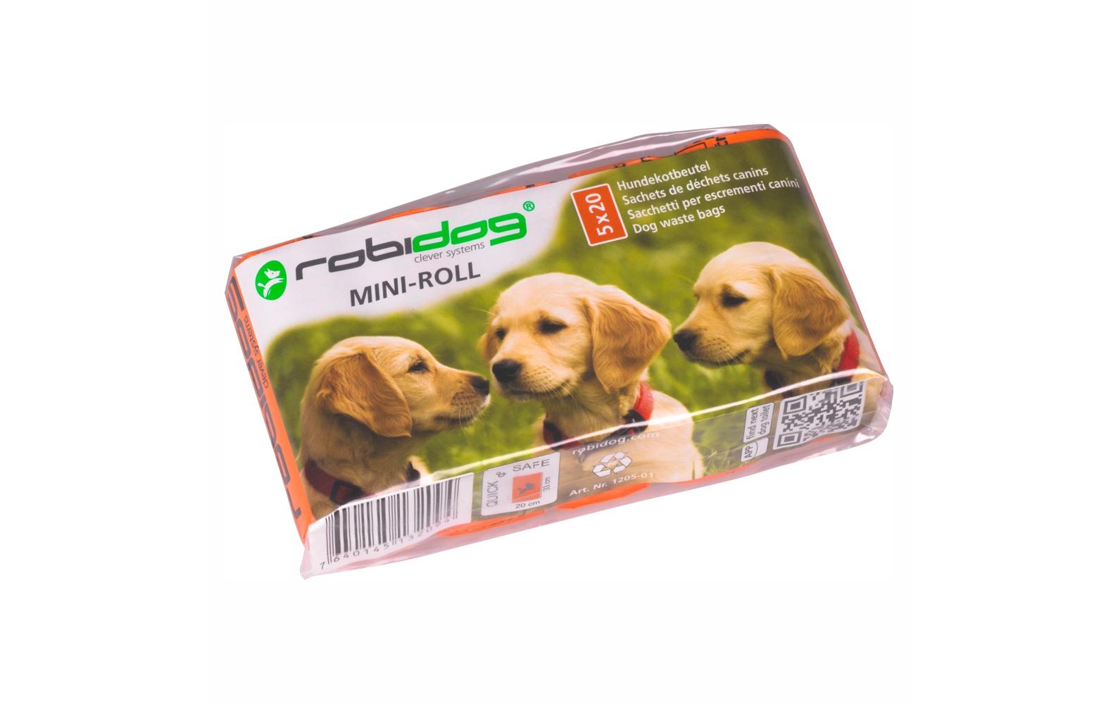 Hundekotbeutel Mini-Roll orange, 5 x 20 BeutelAbfallbeutel für Hundekot