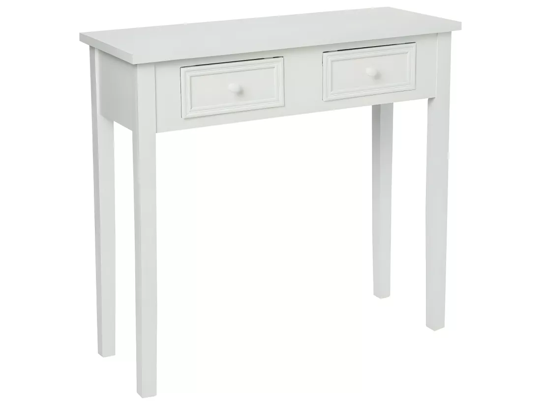 Meuble Console 2 Tiroirs en Bois Blanc H 76 cm