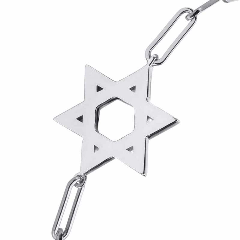 Bracelet Chaine Argent Rhodié étoile De David