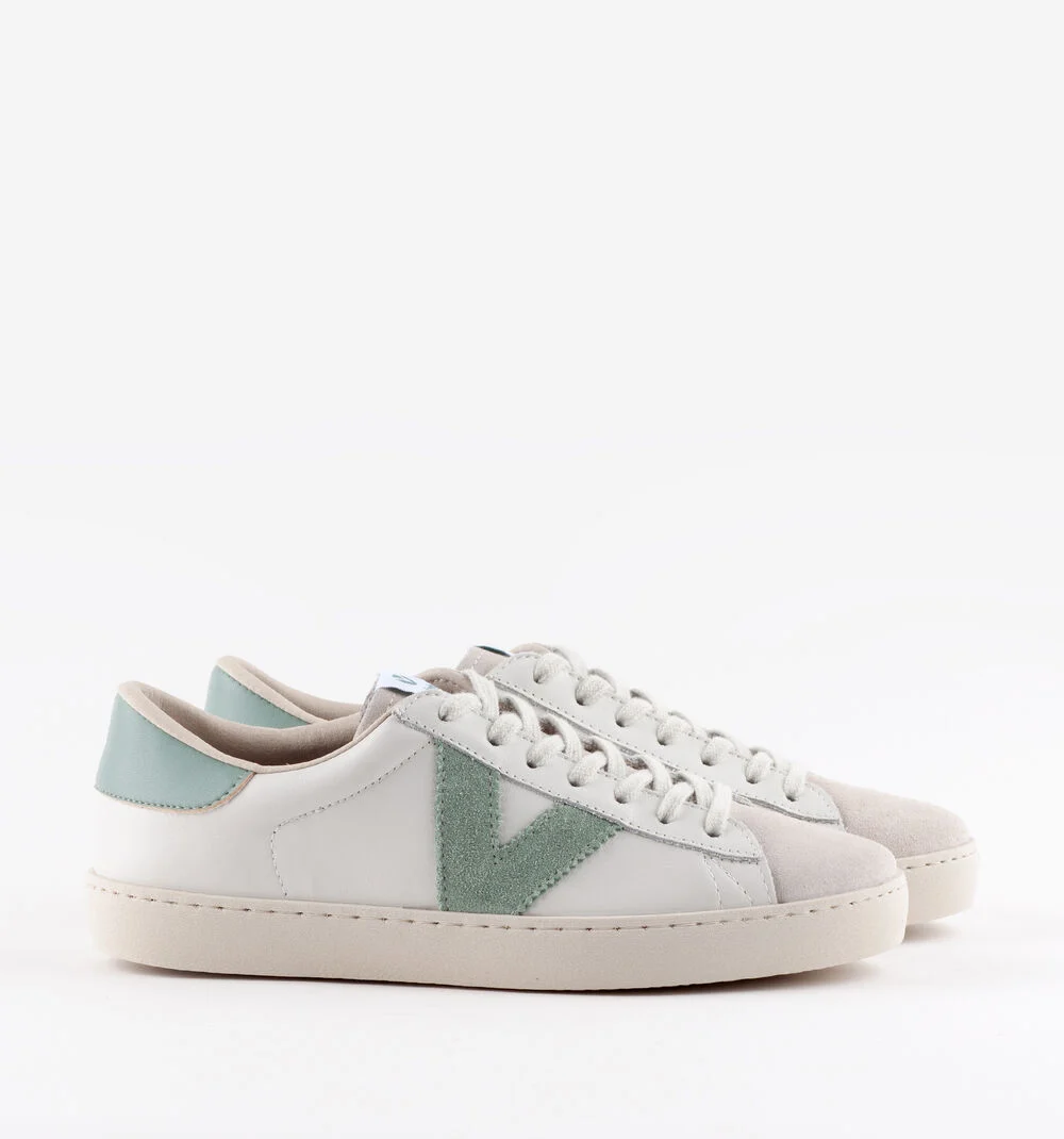 BERLÍN CUIR & CUIR FENDU Baskets blanches unisexes en cuir JADE