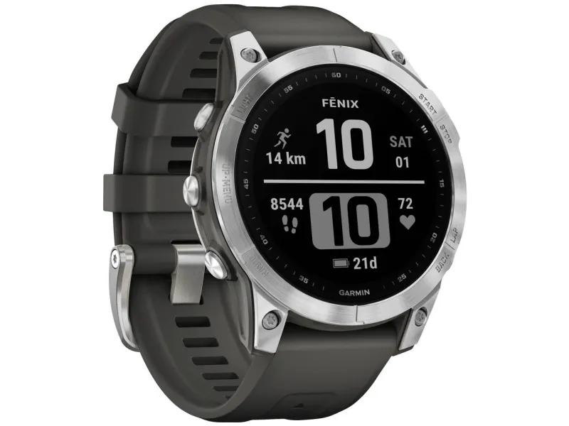 Garmin fenix 7 - 47 mm - sølv - sportsur med bånd - silikone - grafit - håndledsstørrelse: 125-208 mm - display 1.3