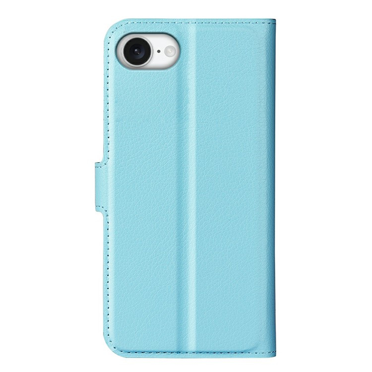 iPhone 16e Leder Tasche Flip Cover Litchi Look - Blau