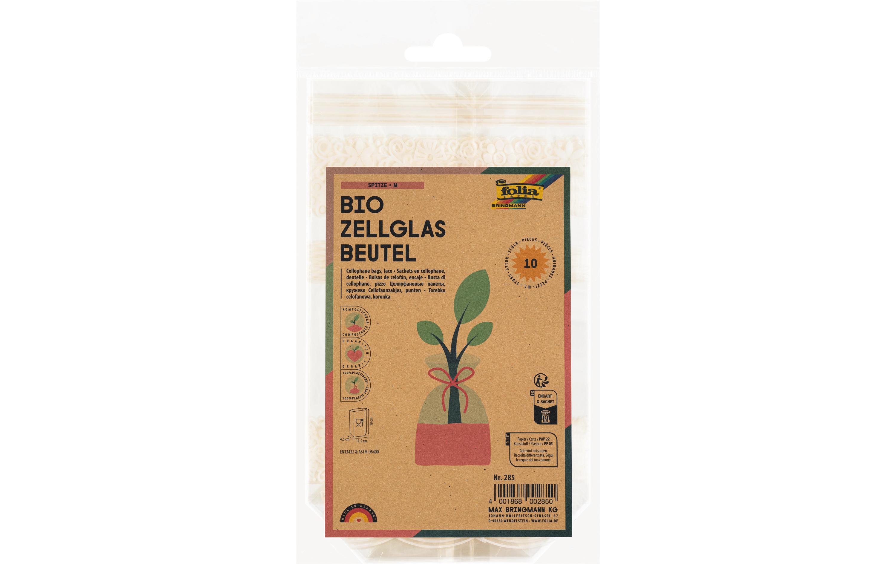 Klarsichttüte Bio mit Boden 115 x 190 mm, 10 StückKreuzbodenbeutel mit Aufdruck