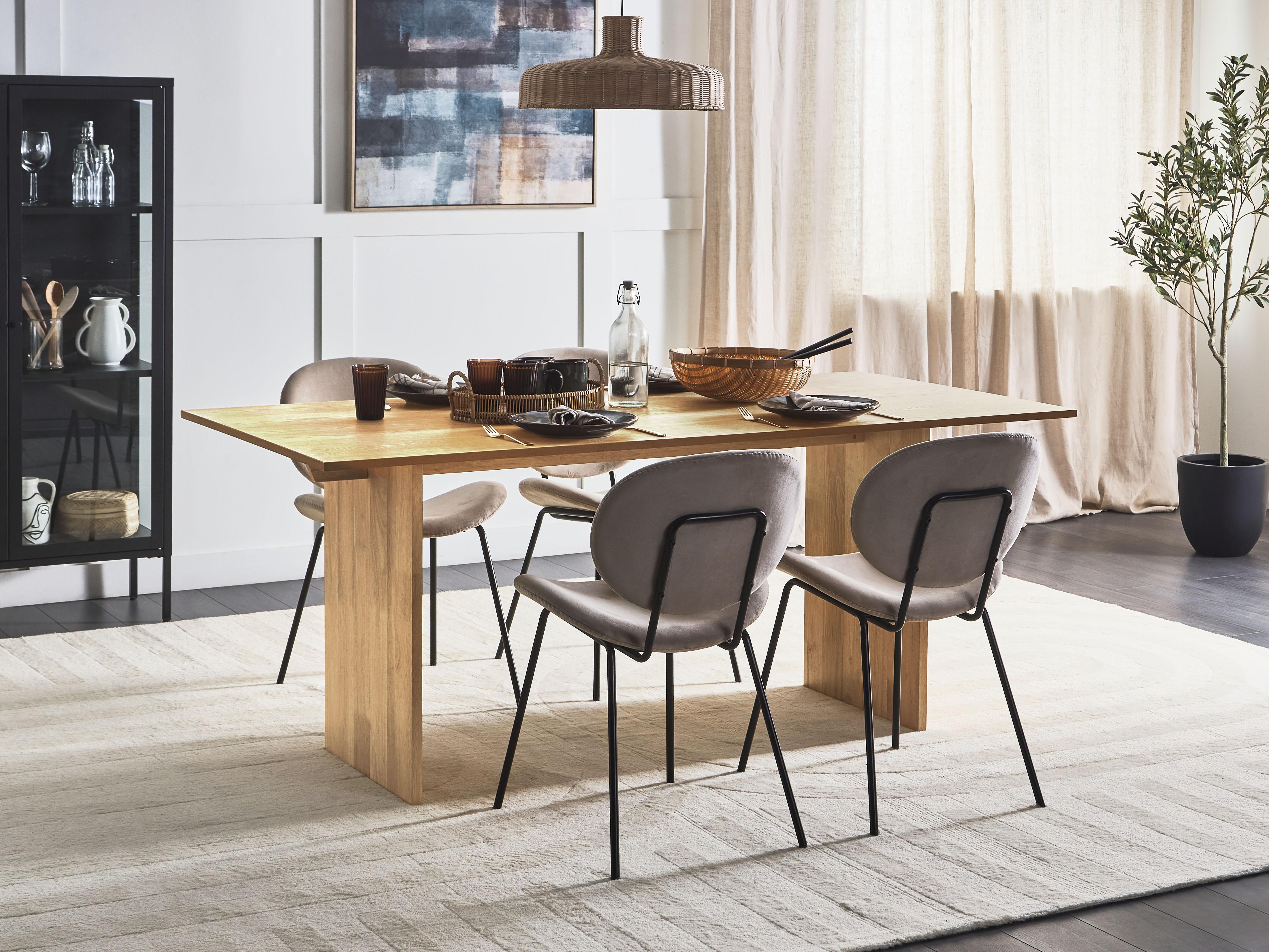 Eettafel MOORA Natuurlijk essenhout 90 cm 180 cm