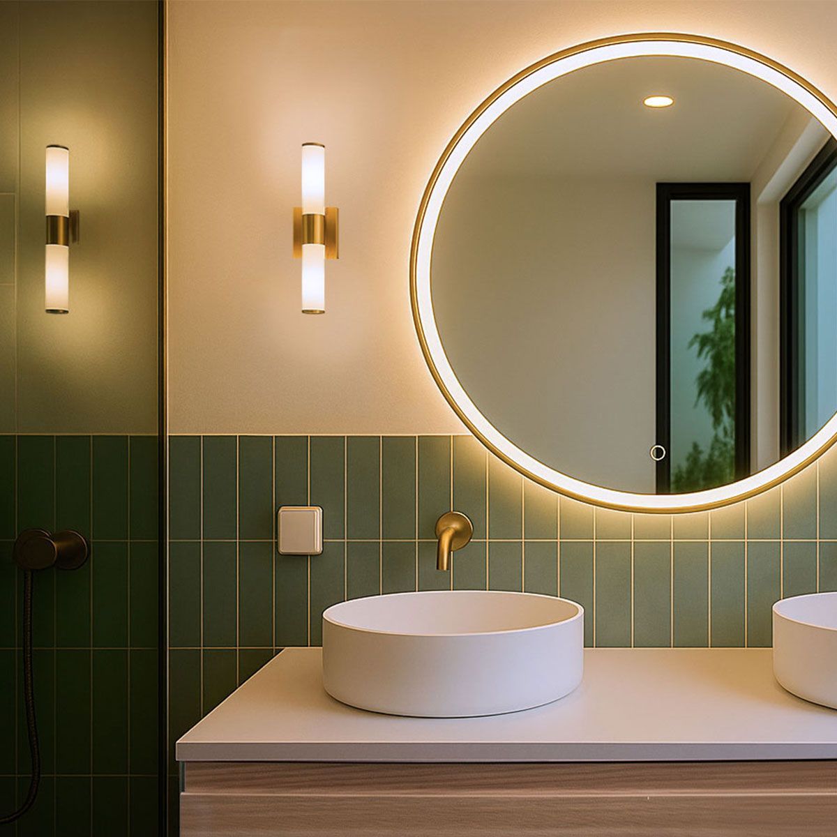 Moderne badkamer wandlamp goud IP44 2-lichts - Bath