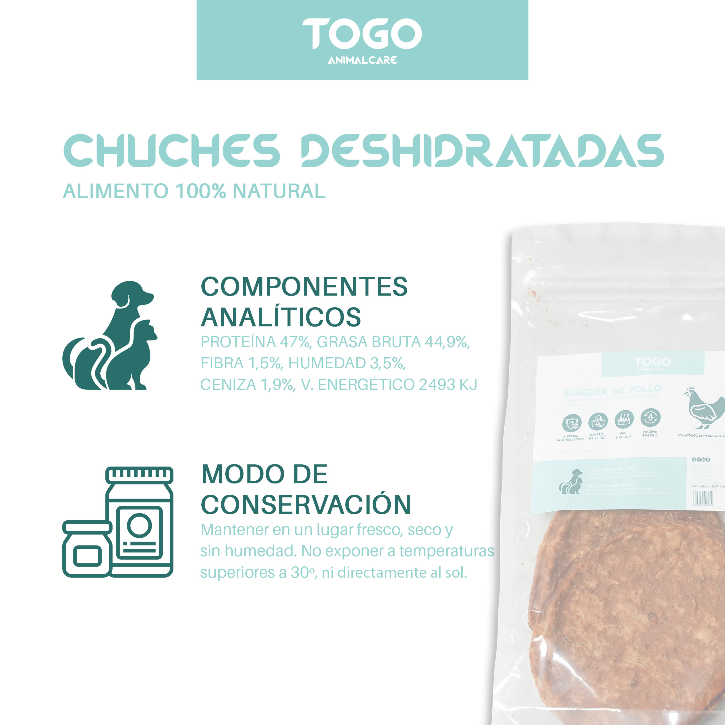 Hambúrguer de Frango Togo Animal Care | Petiscos Naturais
