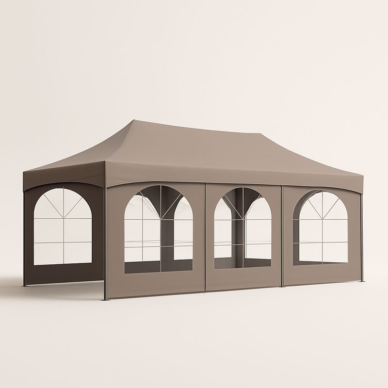 Gartenpavillon 600x300 cm Stahl Polyester Braun