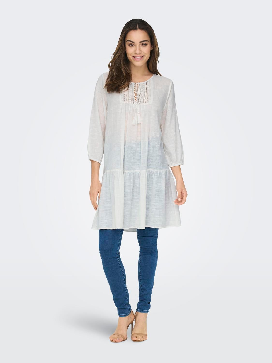 ONLVINNIE Kurzes Kleid Cloud Dancer