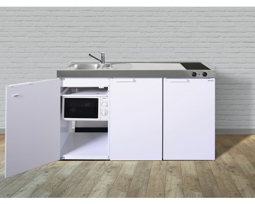 Stengel keukens, enkele keuken met apparatuur, Kitchenline 150 cm, hoogglans wit, voorgemonteerd, linker uitvoering, 1115001004100