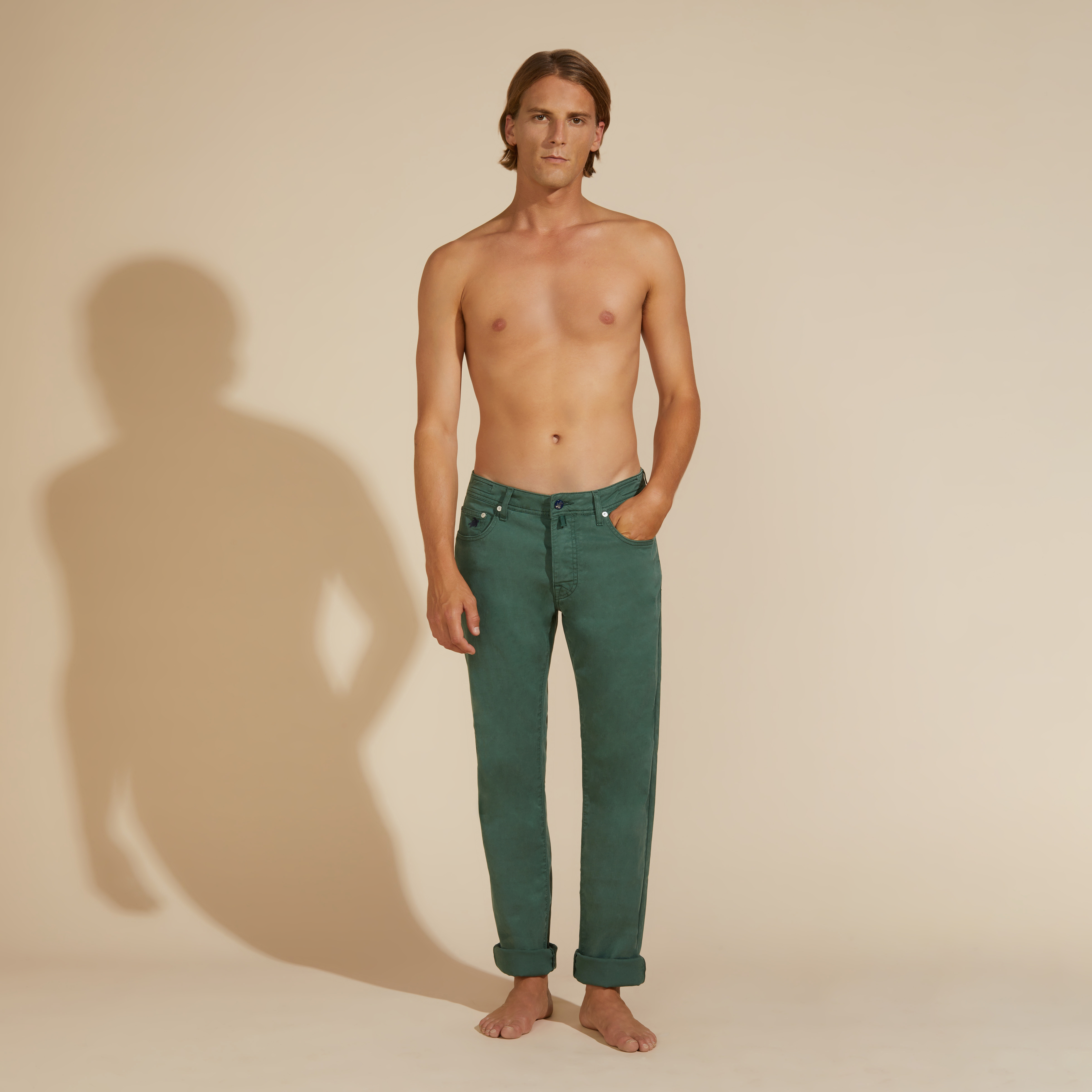 Pantalon en Gabardine de Coton Tencel 5 Poches Homme