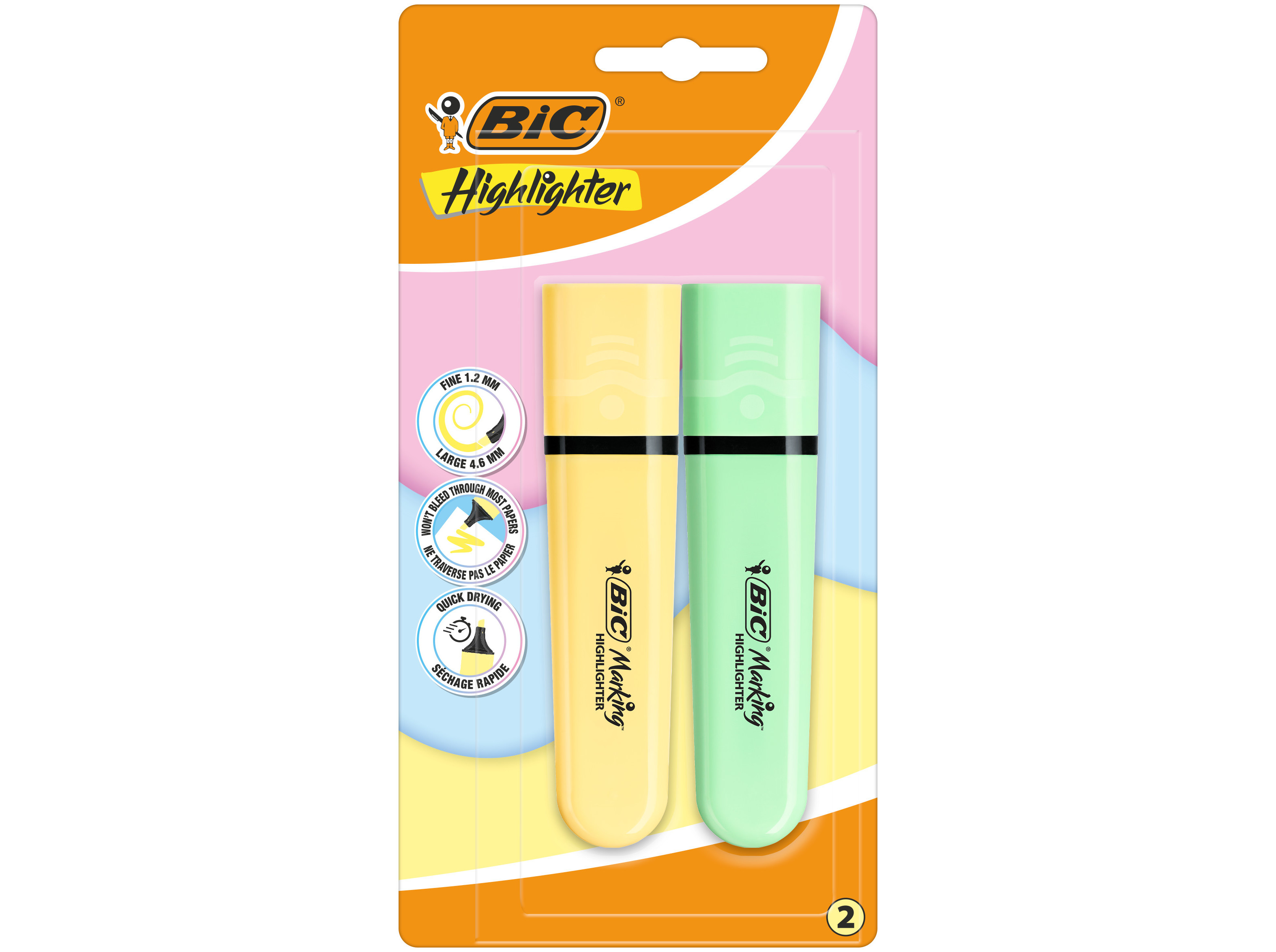 SUBLINHADORES BIC PASTEL 2 UNIDADES