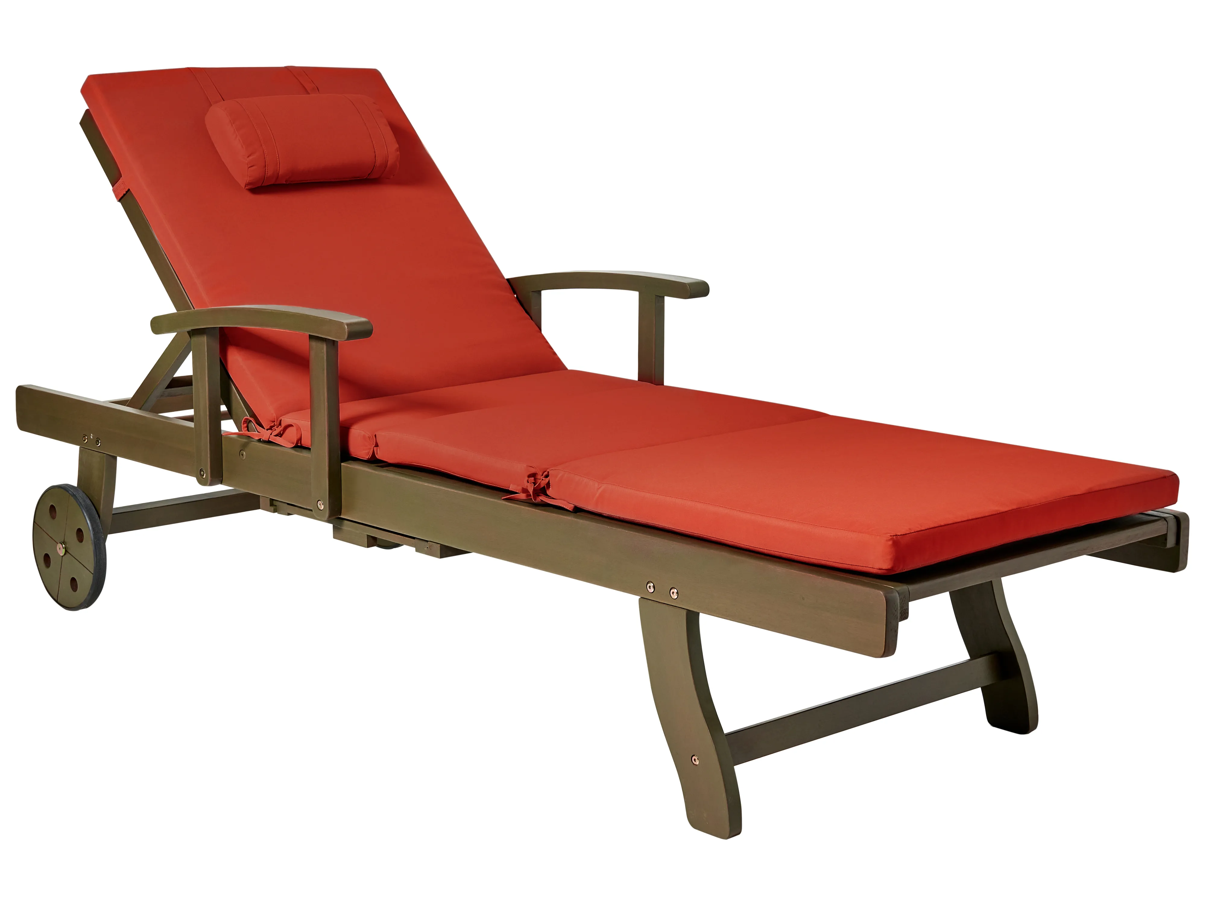 Ligstoel met kussen AMANTEA PREMIUM II Acaciahout Rood