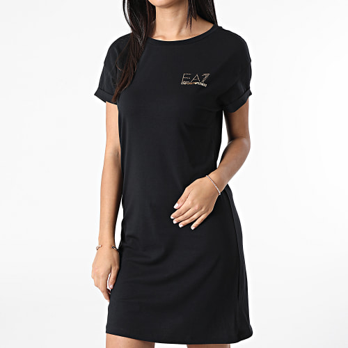 Robe Tee Shirt Femme 3LTA54 Noir Doré