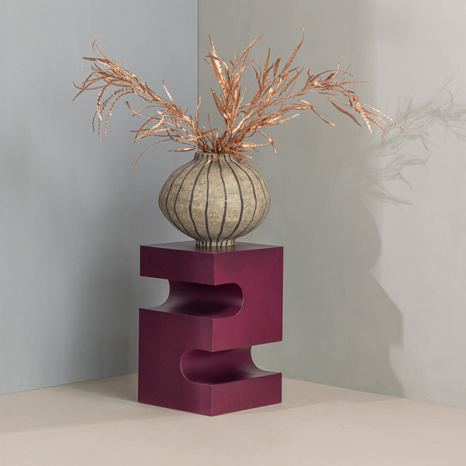 WOOOD Jessa Bijzettafel - Metaal - Paars|Bruin - 48x30x30